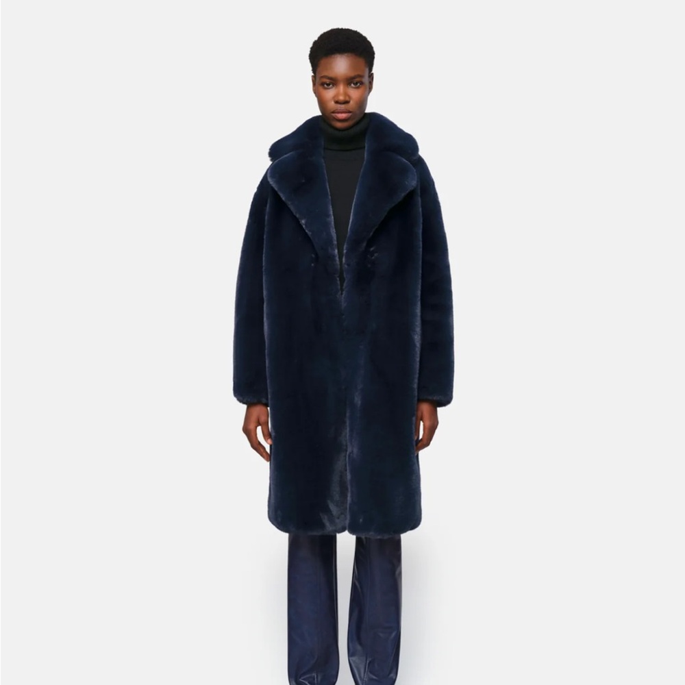 Apparis Blue Teddy Jacket Plush Oversized Collar